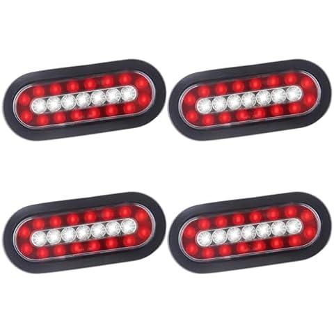 6'' Oval LED Trailer Tail Lights Red White 23LEDs