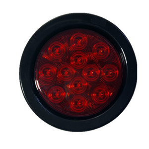 4” Round LED Tail Light Grommet Mount,  STOP/TAIL/TURN Dark Red  - 副本